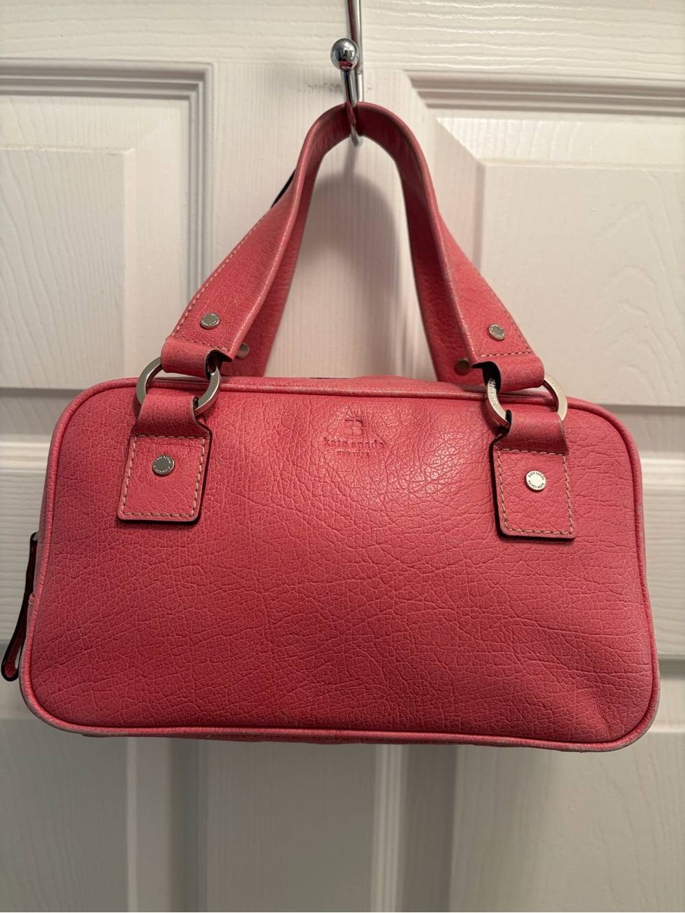 Kate Spade New York Pink Pebbled Leather Mini Satchel Bowler Bag